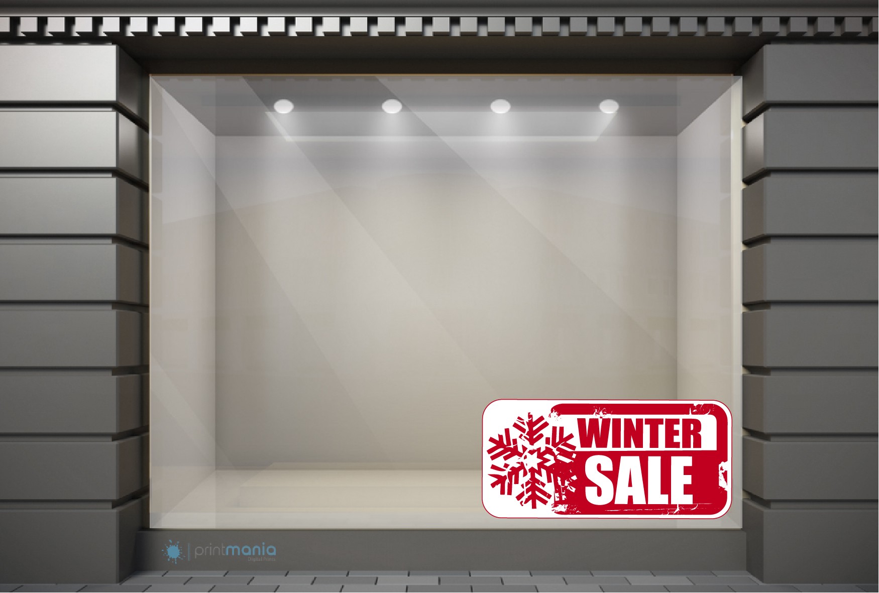 WSL033 Αυτοκόλλητα Βιτρίνας / Τοίχου - Winter Sale με Χιονονυφάδα